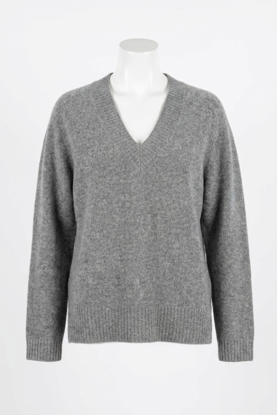 NEW LILLA P felted easy v-neck sweater in charcoal